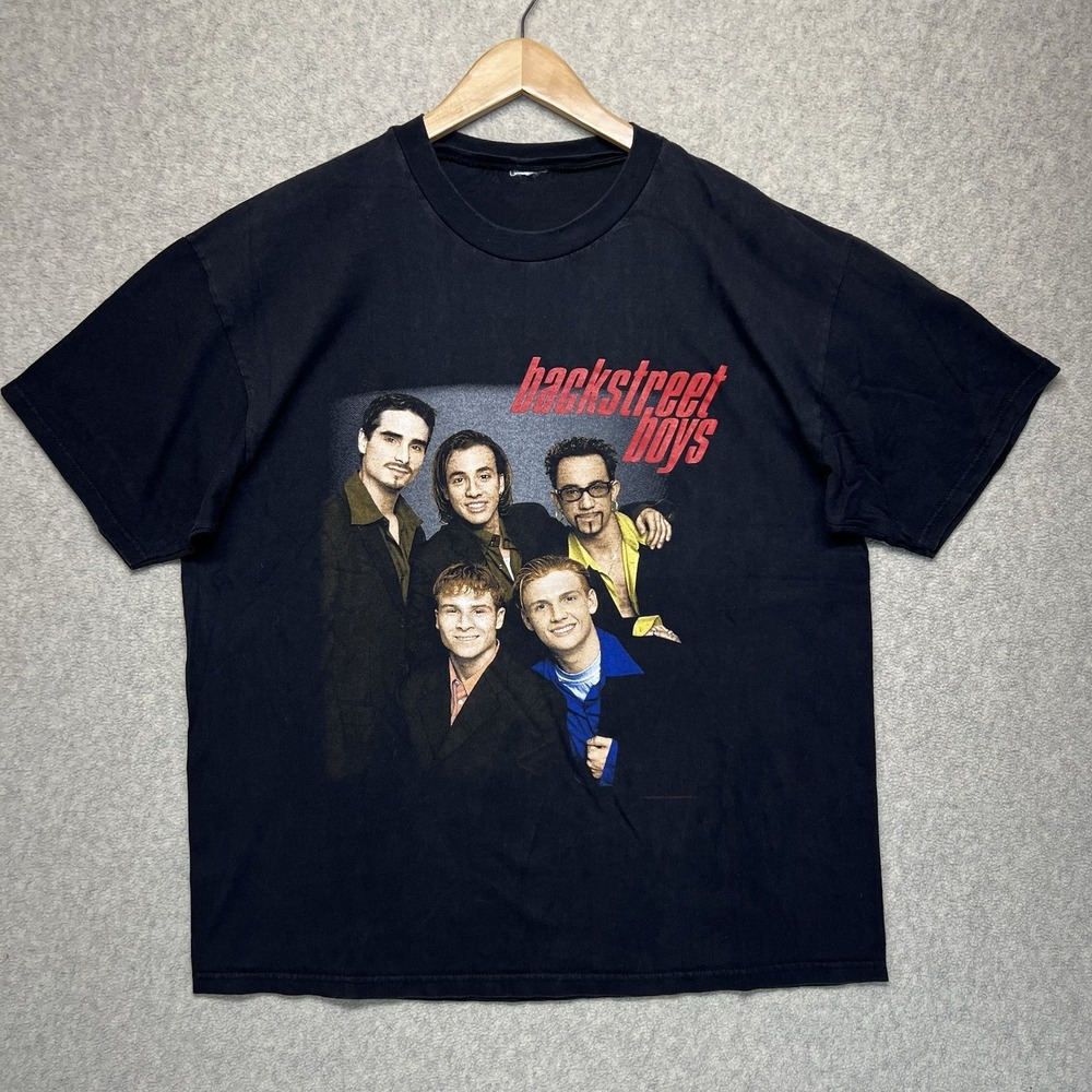 Backstreet Boys Graphic T Shirt Mens Large Black Band Tee Y2K Pop Music Vintage